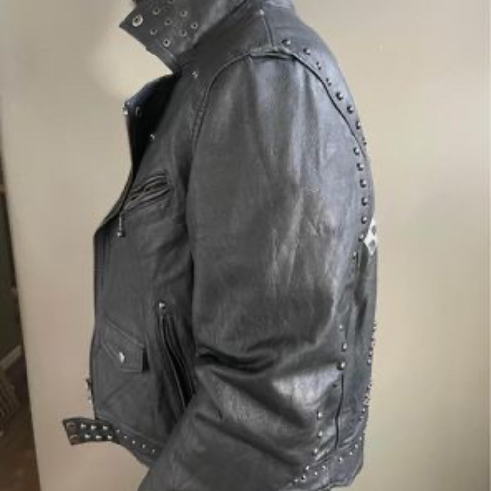 ASOS Death Rattle Leather Biker Jacket - Picture 4 of 7